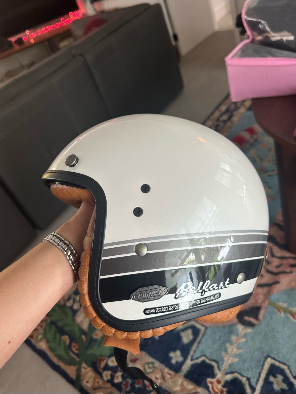 New belfast blanco Retro open face helmet